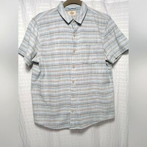 MARINE LAYER Men's  Stretch Selvage Short Sleeve Button Down Shirt. Size S